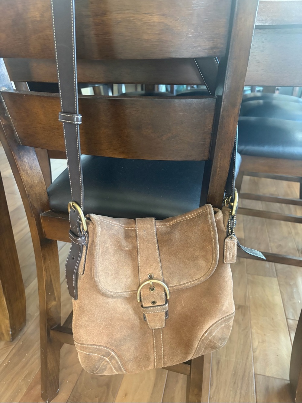Coach - Tan Suede Crossbody Shoulder Bag
